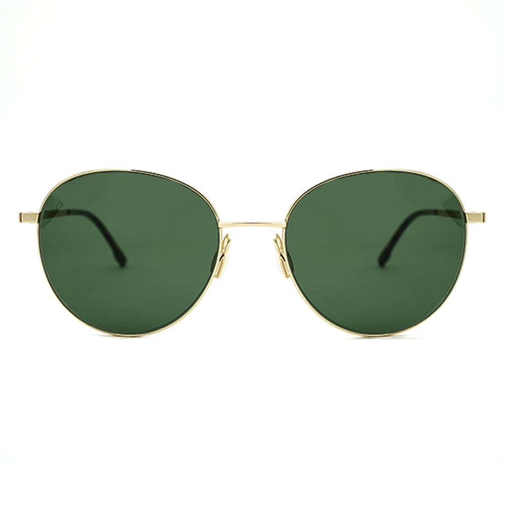Round sunglasses with gold frames and green lenses, model DITA ARTOA.13 DTX191-A-02.