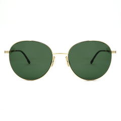 Round sunglasses with gold frames and green lenses, model DITA ARTOA.13 DTX191-A-02.