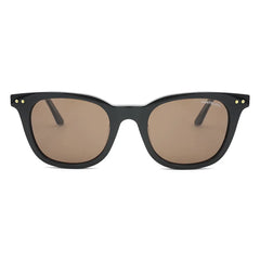 Black MontBlanc premium sunglasses with brown lenses, showcasing a sleek and stylish design.