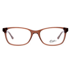 Candie's transparent pink rectangular glasses with a lightweight frame, offering style and comfort for fashion-forward individuals.