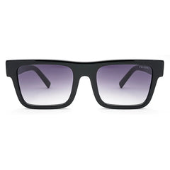 Black square Prada sunglasses with purple lenses, featuring a sleek and modern design.