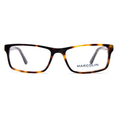 Tortoiseshell rectangular glasses by Marcolin, featuring a refined design and durable acetate for comfort and timeless elegance.