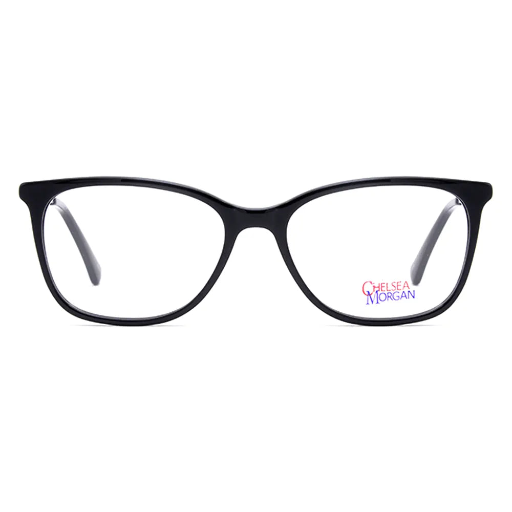 The Chelsea Morgan CM8008 BK glasses showcase a stylish black rectangular frame, perfect for both casual and professional use.