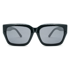 Black square Burberry premium sunglasses with grey lenses, featuring a sleek and modern design.