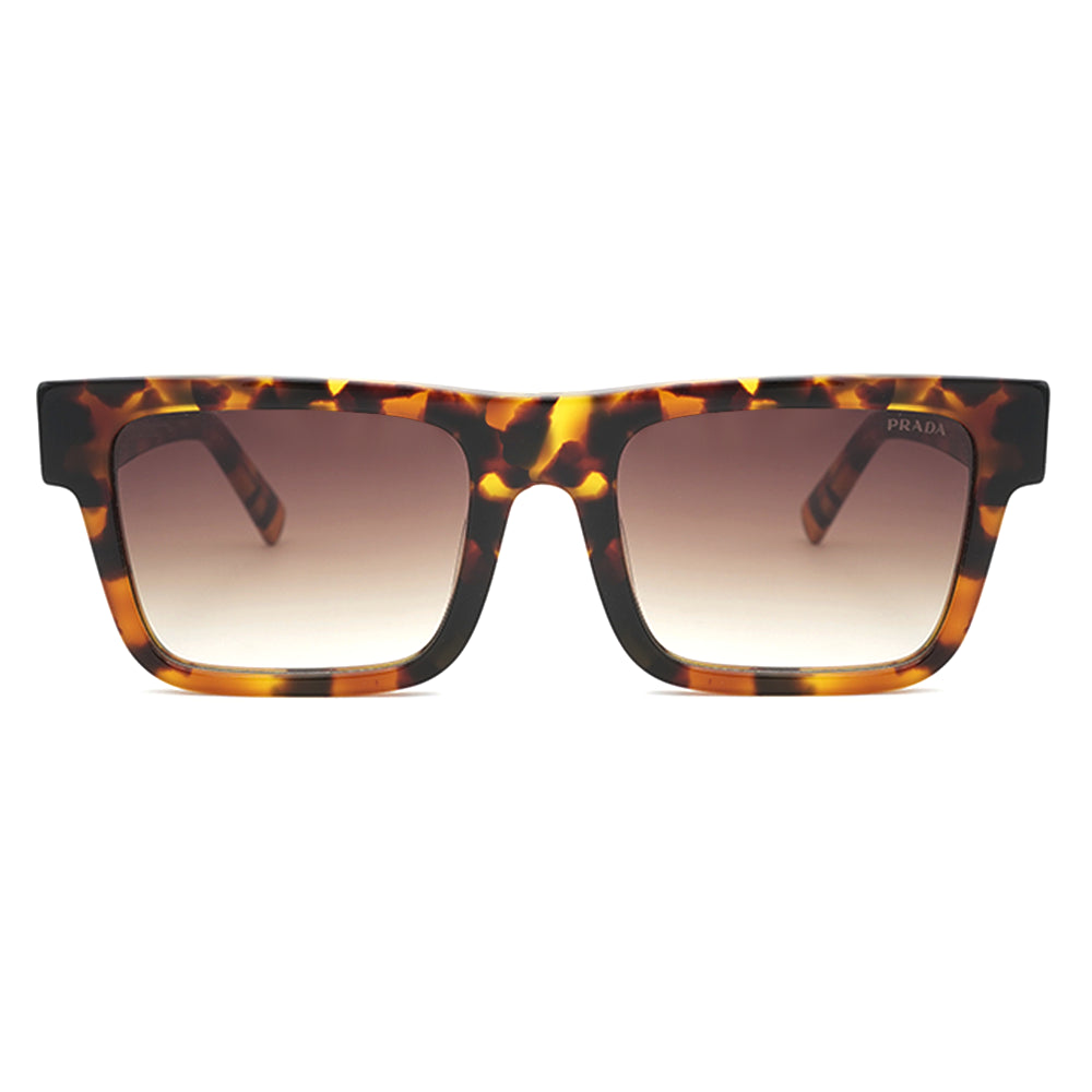 Prada premium tortoise sunglasses with a black and brown frame, featuring stylish design and tinted lenses.