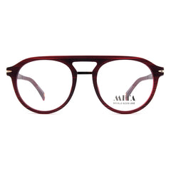 Stylish AMITA glasses with a red frame and blue block lenses, designed for comfort and protection from digital screen light.