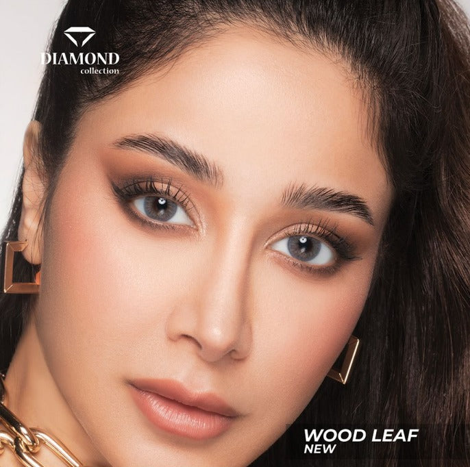 Bella Diamond Wood Leaf New - Diamond Aseel Collection "One pair of contact lenses is accompanied by one complimentary container."