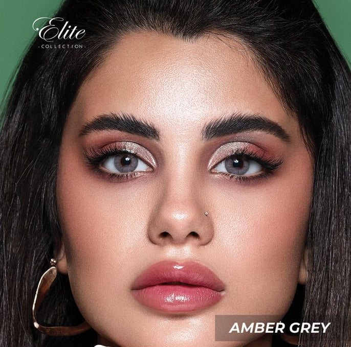 Bella Elite Amber Grey "One pair of contact lenses is accompanied by one complimentary container."