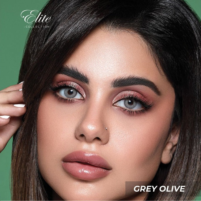 Bella Elite Grey Olive "One pair of contact lenses is accompanied by one complimentary container."-zoom-1