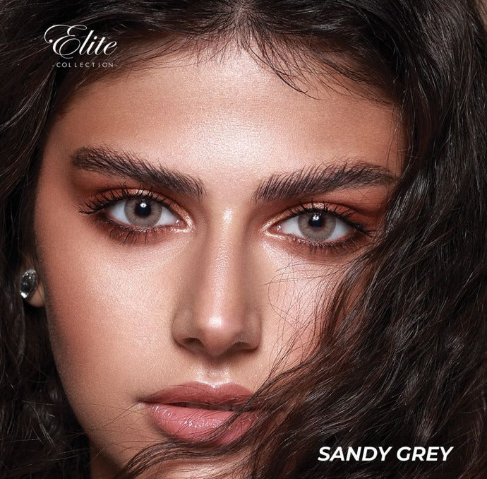 Bella Elite Sandy Grey "One pair of contact lenses is accompanied by one complimentary container."