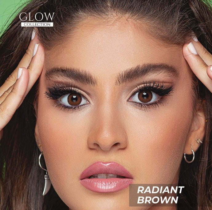 Bella Glow Radiant Brown "One pair of contact lenses is accompanied by one complimentary container."