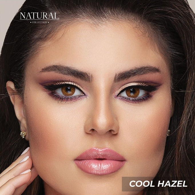 Bella Natural Cool Hazel "One pair of contact lenses is accompanied by one complimentary container."