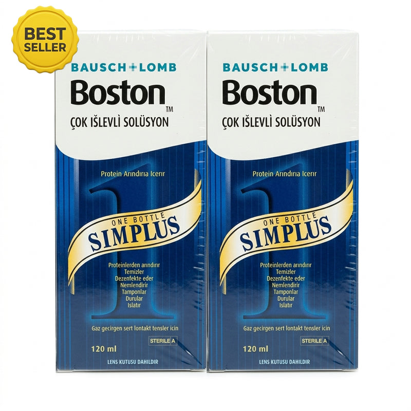 Boston Bausch & Lomb Simplus Solution Pack of 2 – 120ml x 2 exclusively for rigid gas permeable (RGP) and hard contact lenses-zoom-